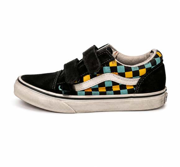 Vans Other - VANS Old Skool V Neon Glow Checkerboard Youth Size 3 Skate Shoes